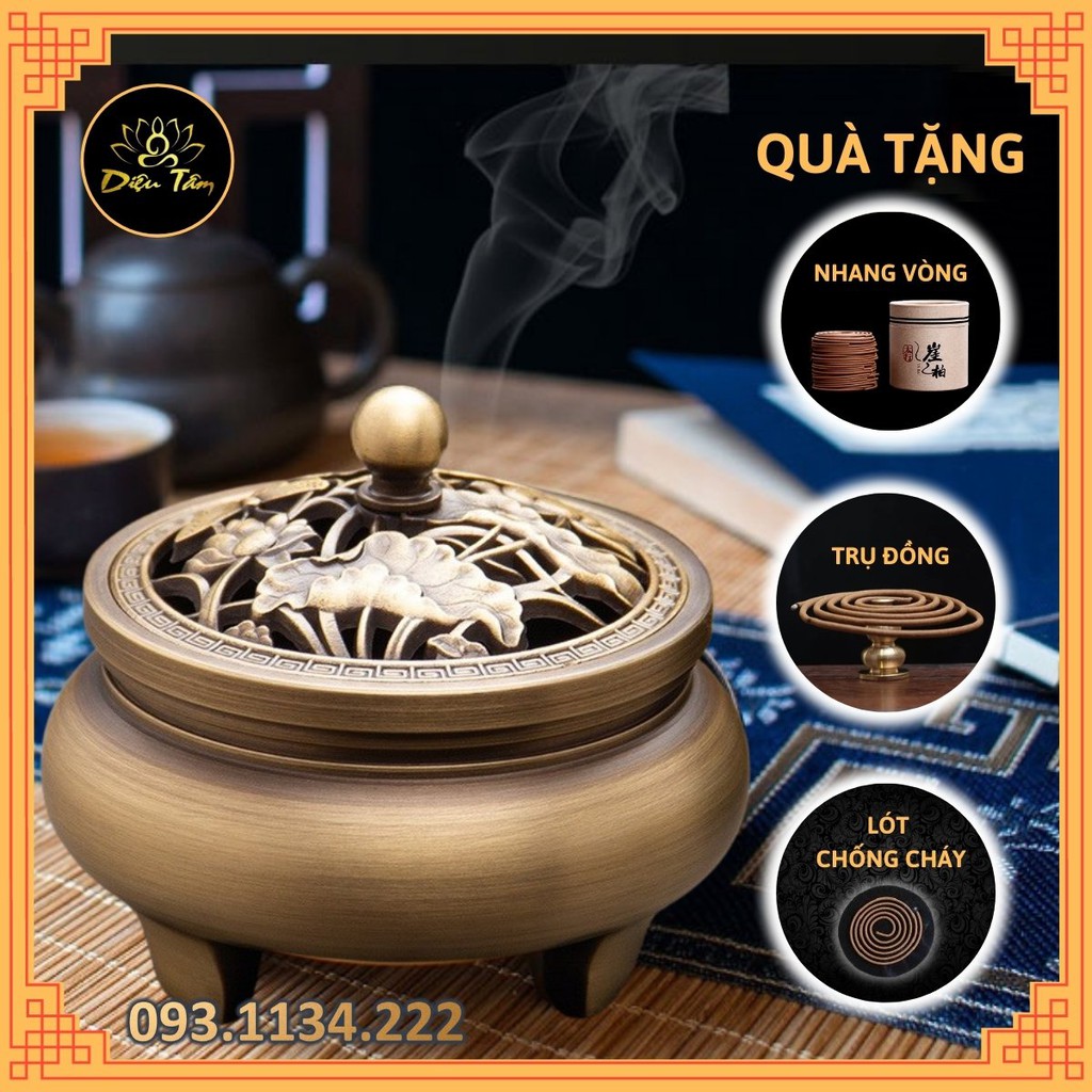 Lư đồng xông trầm hương, trầm nụ, hương vòng