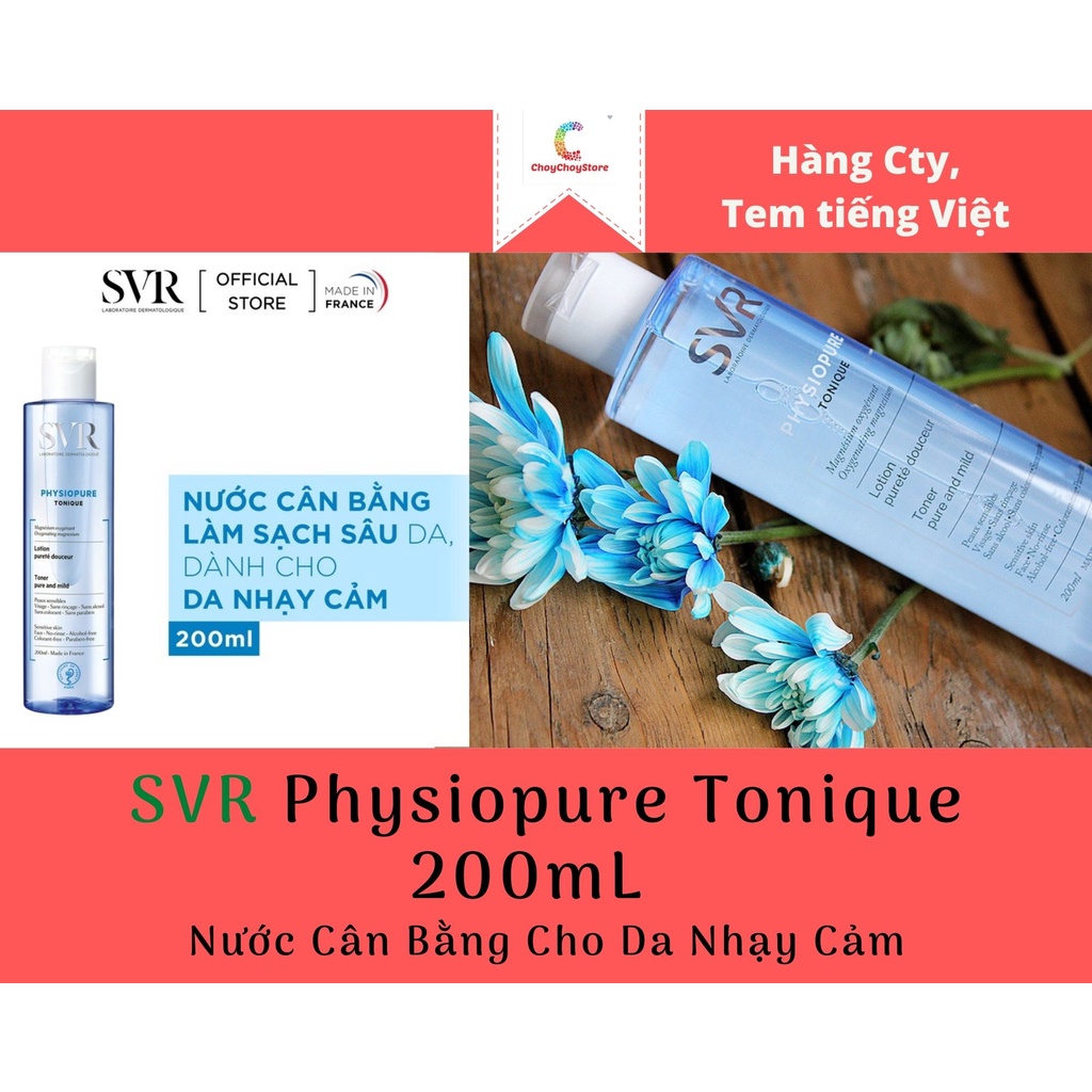 [TEM VIỆT NỮ] Toner SVR Physiopure Tonique 200mL (Toner Pure and Mild) - Nước Cân Bằng Làm Sạch Sâu Cho Da Nhạy Cảm