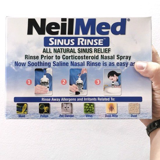 Nước muối sinh lý, Muốií rửa mũi Neilmed Sinus Rinse 250 gói , kèm 2 bình 240ml  + 1 chai xịt mũi.