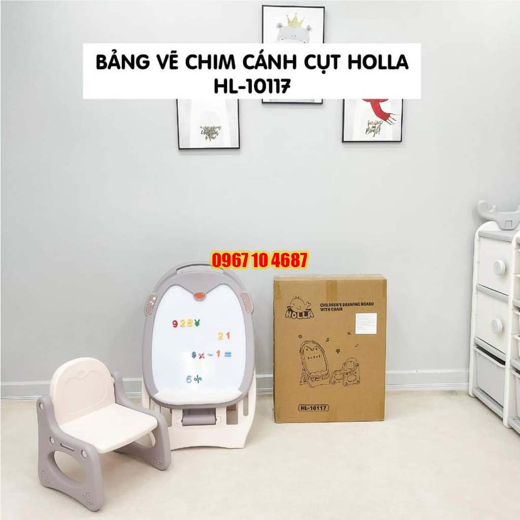 Bộ bảng vẽ, học tập kèm ghế Holla cho trẻ mẫu mới 2022, hình ong và chim cánh cụt