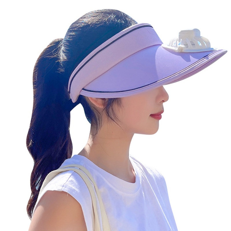 Mũ Chống Nắng Rỗng Chóp Điều Chỉnh Được Kèm Quạt Sạc USB Cho Hoạt Động Cắm Trại