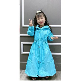 Áo mưa măng tô trẻ em 2 lớp dáng dài cao cấp chống thấm chồng gió lạnh cho bé trai bé gái - Ao mua mangto