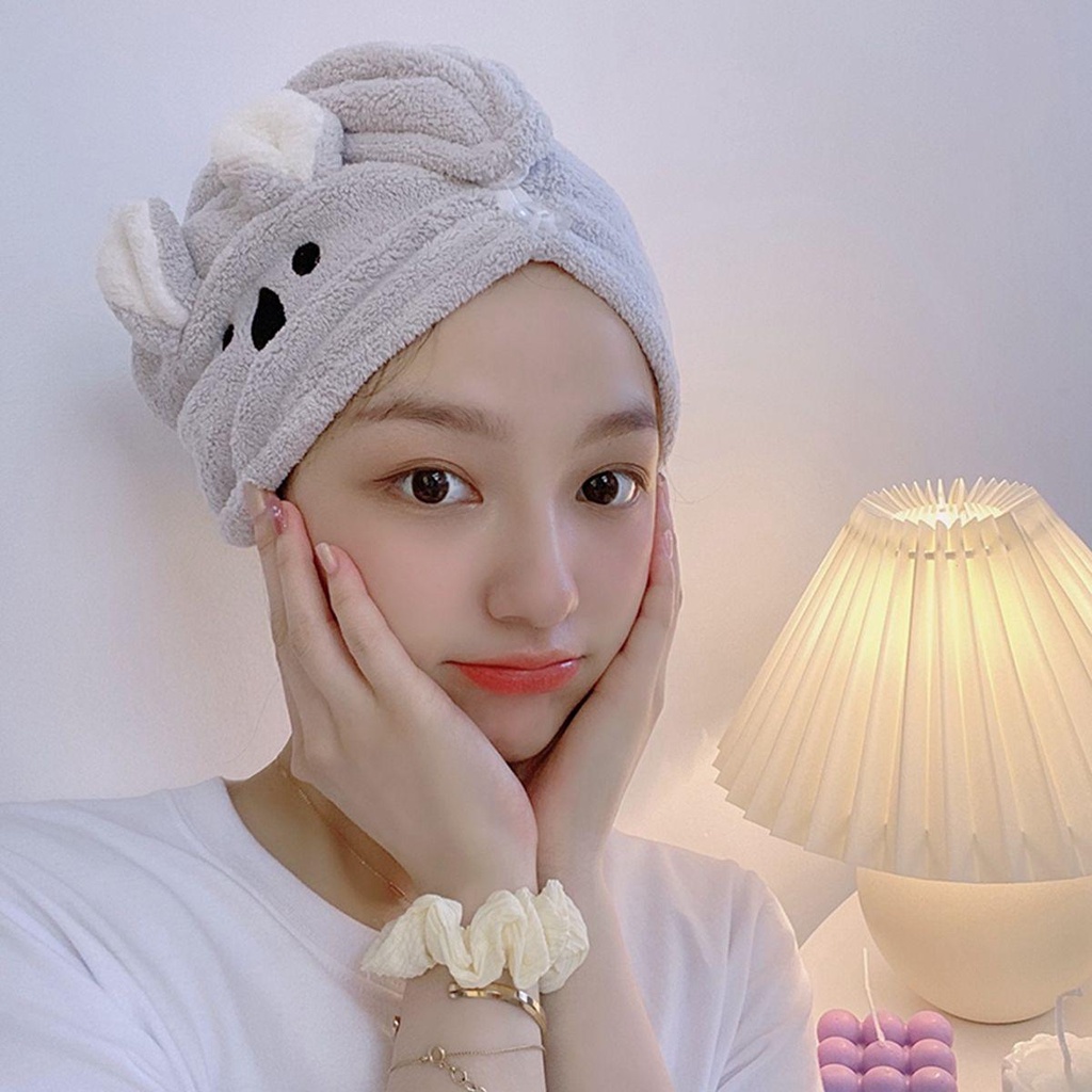 Khăn Lau Khô Tóc Mềm Mại Thấm Hút Tốt Nhanh Khô Thiết Kế Hình Gấu Koala Dễ Thương