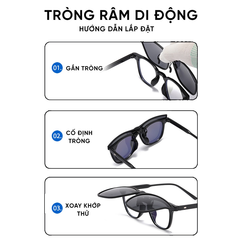 Tròng kính râm cận di động dạng kẹp chống tia UV chống loá tháo lắp dễ dàng tiện lợi nhiều màu Wanna Hang PK02