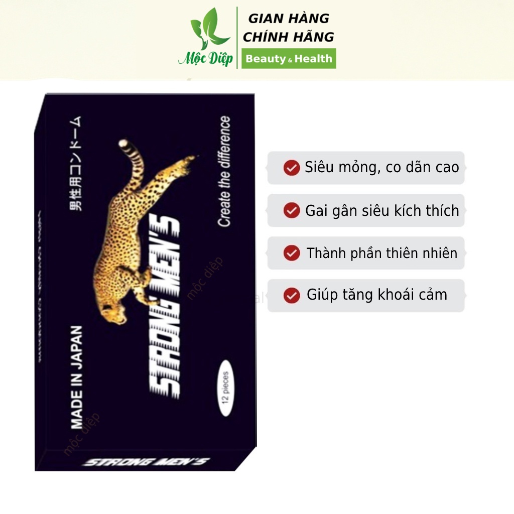 Bao cao su gai Strong Men 12 cái Nhật Bản - bcs siêu mỏng ôm sát chống tụt kéo dài thời gian - Mộc Diệp