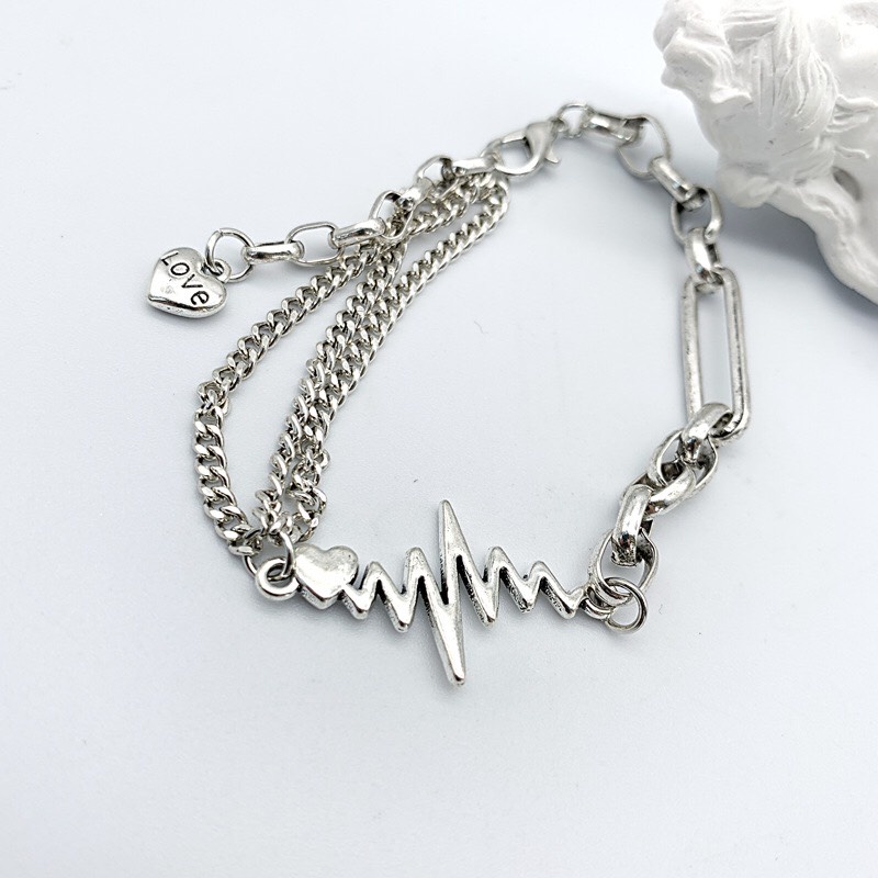 [Freesize] Lắc Tay/ Vòng Đeo Tay Nam/ Nữ Hợp Kim Cao Cấp ERASHOP 077964 - Dây Xích Núi Nhấp Nhô Cá Tính, Cool Ngầu