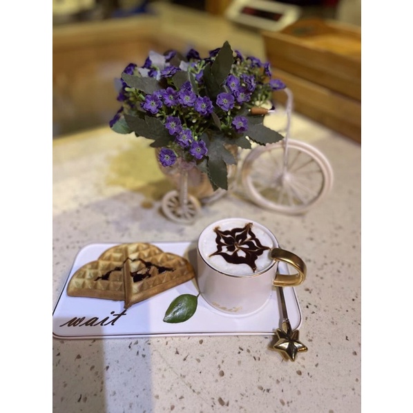 Bộ tách trà Cafe kèm đĩa lót chữ nhật bằng sứ kiểu Bắc Âu, order 3 tuần