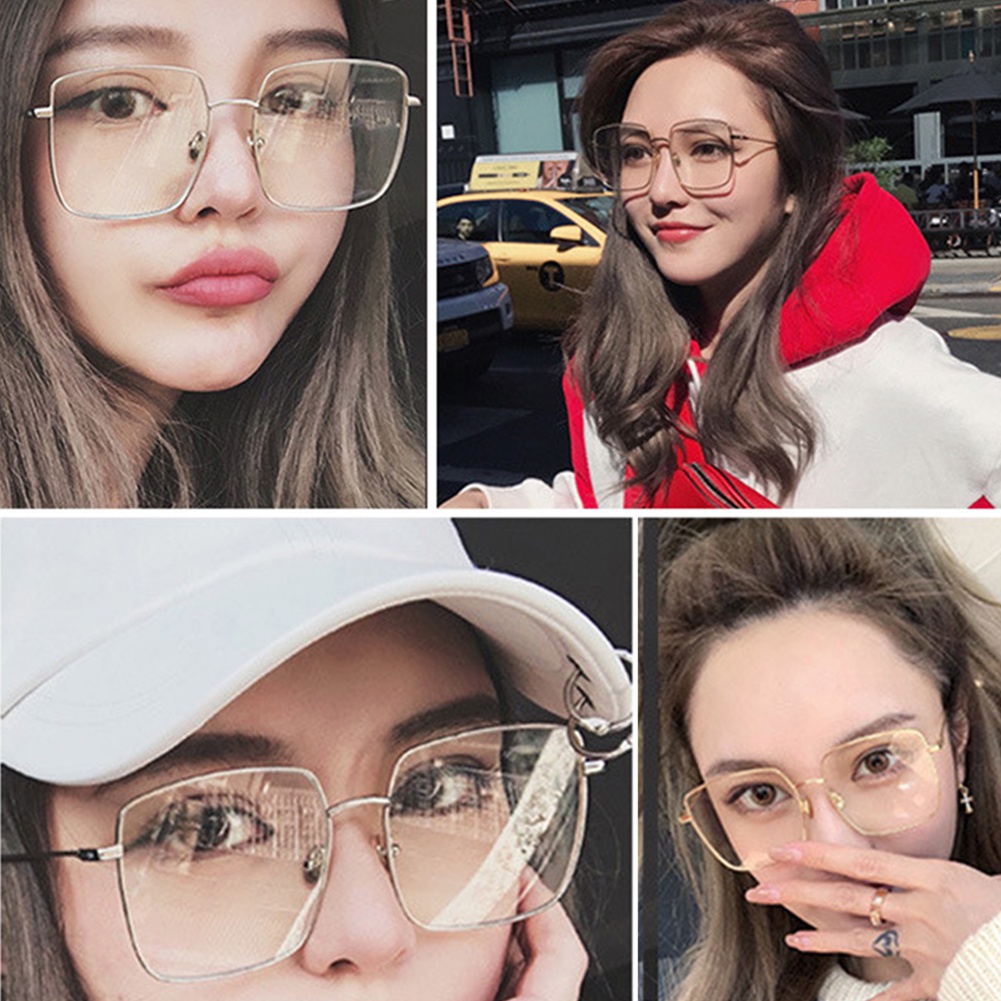 Mắt Kính Gọng Kim Loại Vuông Chống Ánh Sáng Xanh Thời Trang Cho Nam Nữ