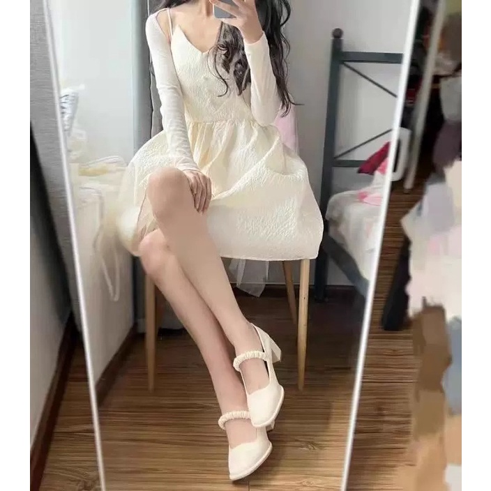 (KÈM HÌNH THẬT) Giày cao gót cao cấp da mềm mũi tròn quai ngang nhún bèo BIG SIZE 39-40-41-42-43
