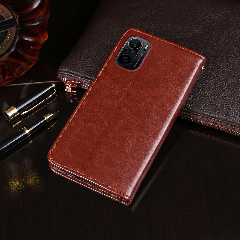 Bao Da Điện Thoại Dạng Ví Trơn Bóng Cho Dòng Redmi K40 Pro Plus Redmi K40 Pro +
