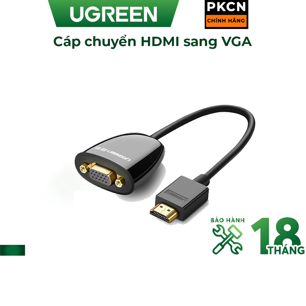 Cáp chuyển đổi Ugreen HDMI to VGA  40253 cao cấp Hàng chính hãng bảo hành 18 tháng lỗi đổi mới