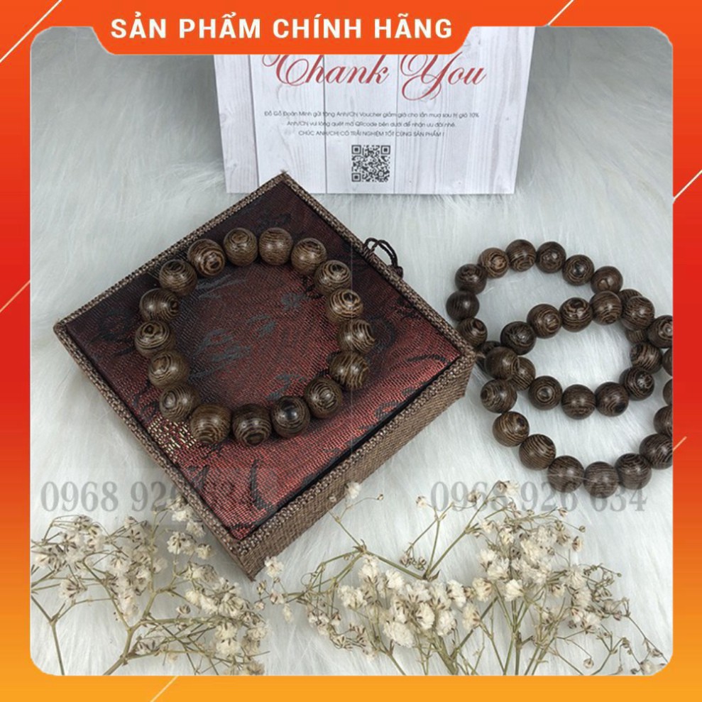 Vòng tay phong thủy gỗ mun đuôi công🧨FREESHIP🧨Vòng đeo tay gỗ mun vân đuôi công 12 li