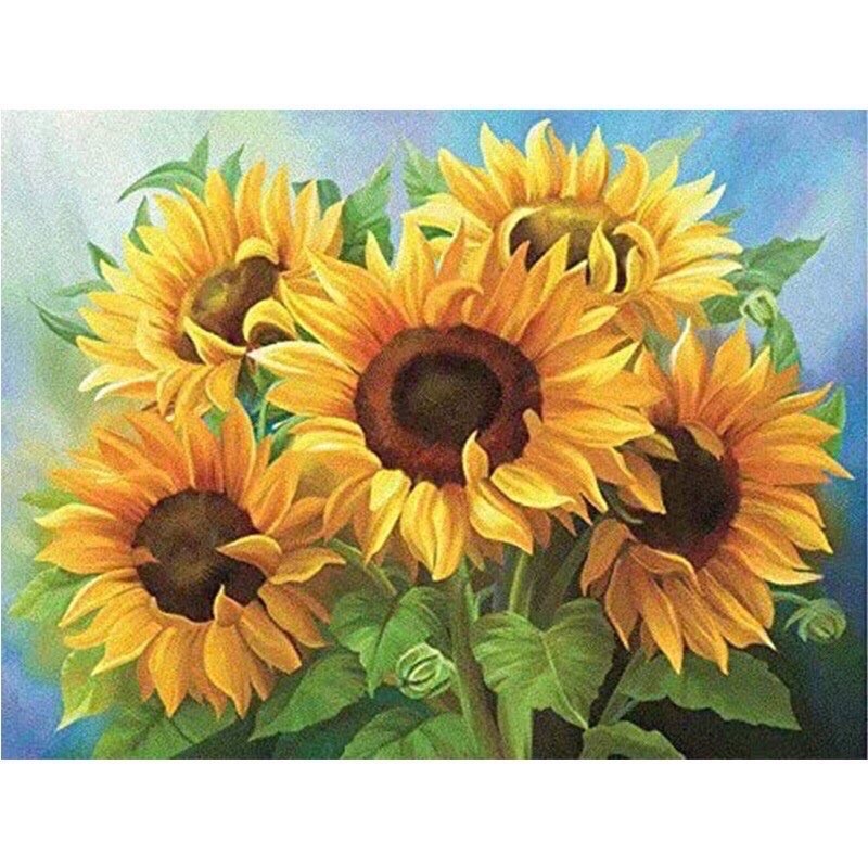 Tranh đính đá 5D tự làm hoa hướng dương 30*40cm trang trí tại nhà