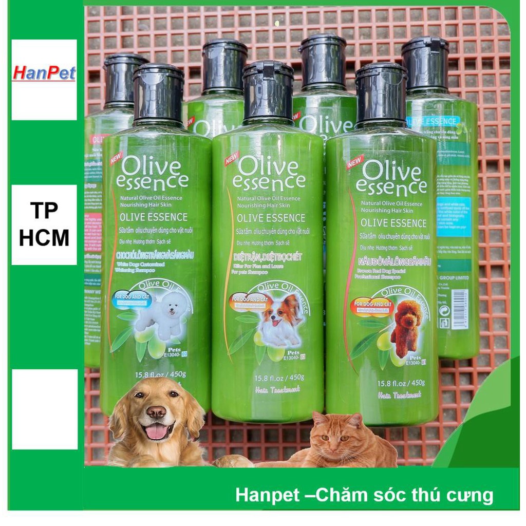 Sữa tắm tinh dầu ô liu chó mèo Chai 450ml - Sữa tắm OLIVE loại hạn chế ve rận bọ chét
