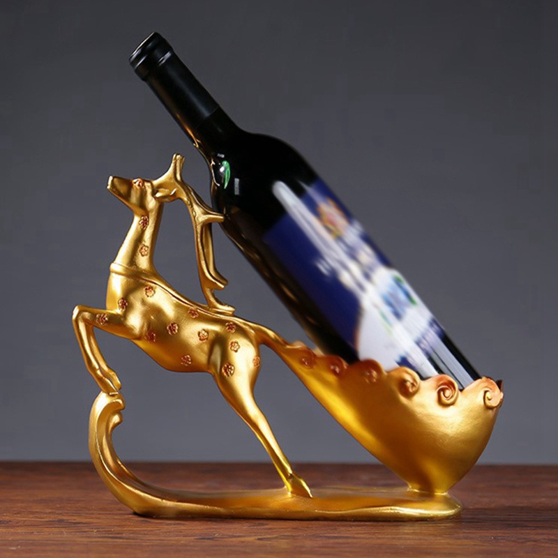 Giá đỡ chai rượu vang hình con nai phong cách châu Âu bằng resin
