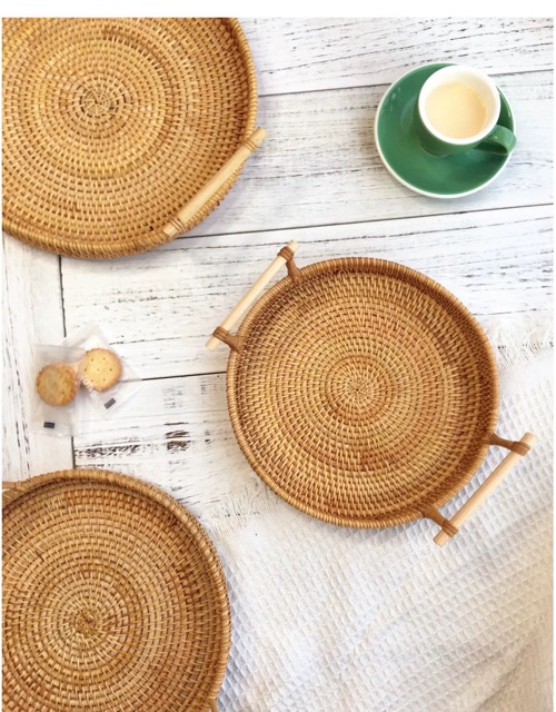 Khay Mây Trang Trí Size To Đựng Đồ Decor Cao Cấp