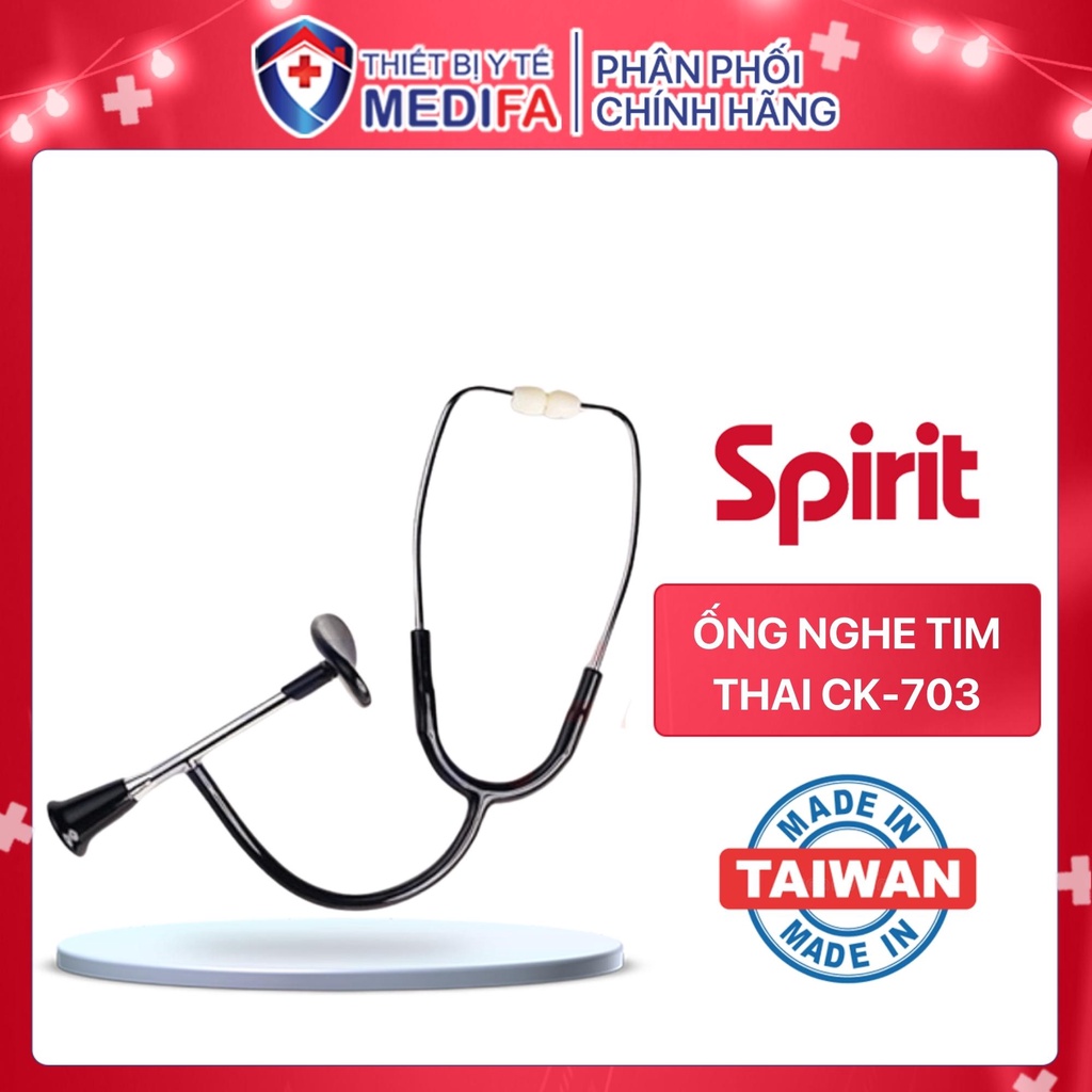 Ống nghe tim thai Spirit CK-703 dây nghe bọc PVC, quai nghe dễ dàng đi