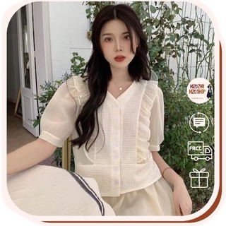306. áo kiểu tay voan bèo dọc