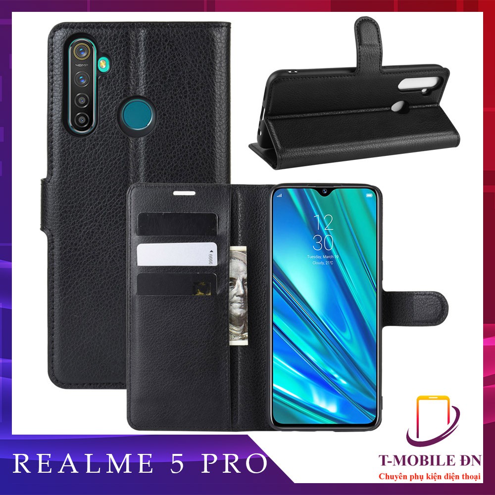 Bao da Realme 5 5i 5s 5 Pro Q, Ốp lưng da cao cấp có nắp gập và chống xem video tiện lợi cho Realme 5 5i 5s Q 5 Pro