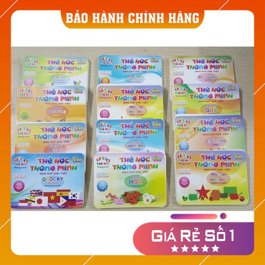 Bộ thẻ học thông minh 12 chủ đề ( 270 THẺ) cho bé loại to tặng kèm bộ chữ cái và số