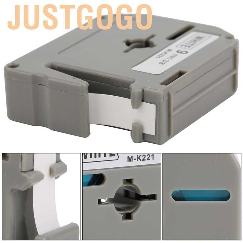 Justgogo 1 Pcs Durable Compatible Label Maker Tape M-K221 9mm for Brother PT-65/70/80