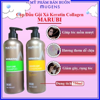 Cặp Dầu Gội Xả Marubi keratin collagen siêu mượt 750ml CT68