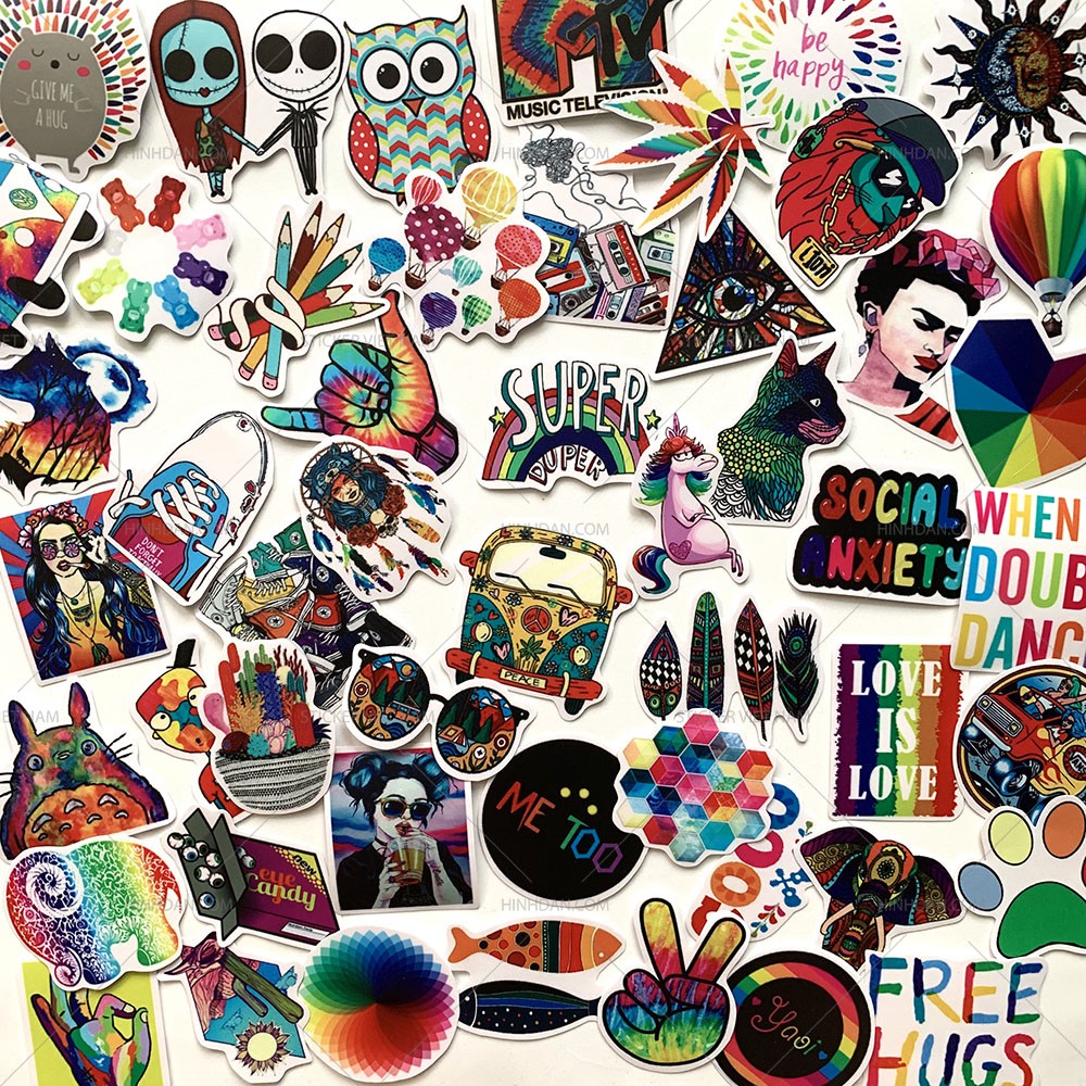 Sticker MÀU SẮC - COLORFULL Hình Dán Decal Chất Lượng Cao Chống Nước Trang Trí VaLi, Xe, Laptop, Nón Bảo Hiểm