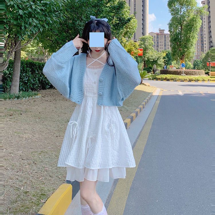 Bộ Đầm Công Chúa Phối Áo sweater Đính Nơ Kiểu Hàn Quốc Thời Trang Xuân Thu Cho Bé Gái