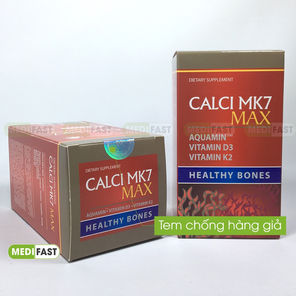 Canxi Calci Mk7 hữu cơ từ tảo biển đỏ Hộp 60 viên Nhập khẩu từ Châu Âu, có thêm D3 và K2 giảm loãng xương cho mẹ bầu