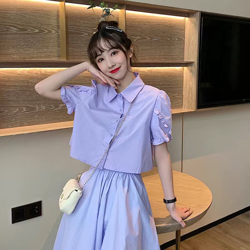 Set váy màu tím nữ tính nhẹ nhàng