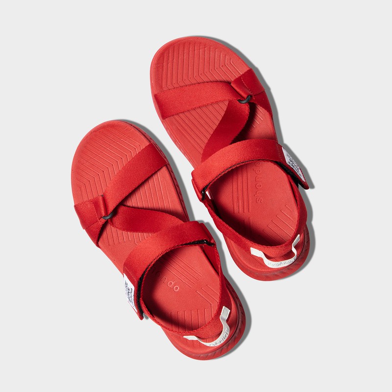 Giày Sandals Nam Nữ Unisex Shondo F7 Racing Đế Đỏ Phối Trắng Quai Đỏ F7R6262