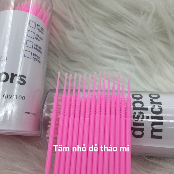 Tăm tháo mi - gỡ mi đàu nhỏ hũ 100 cây - dụng cụ nối mi