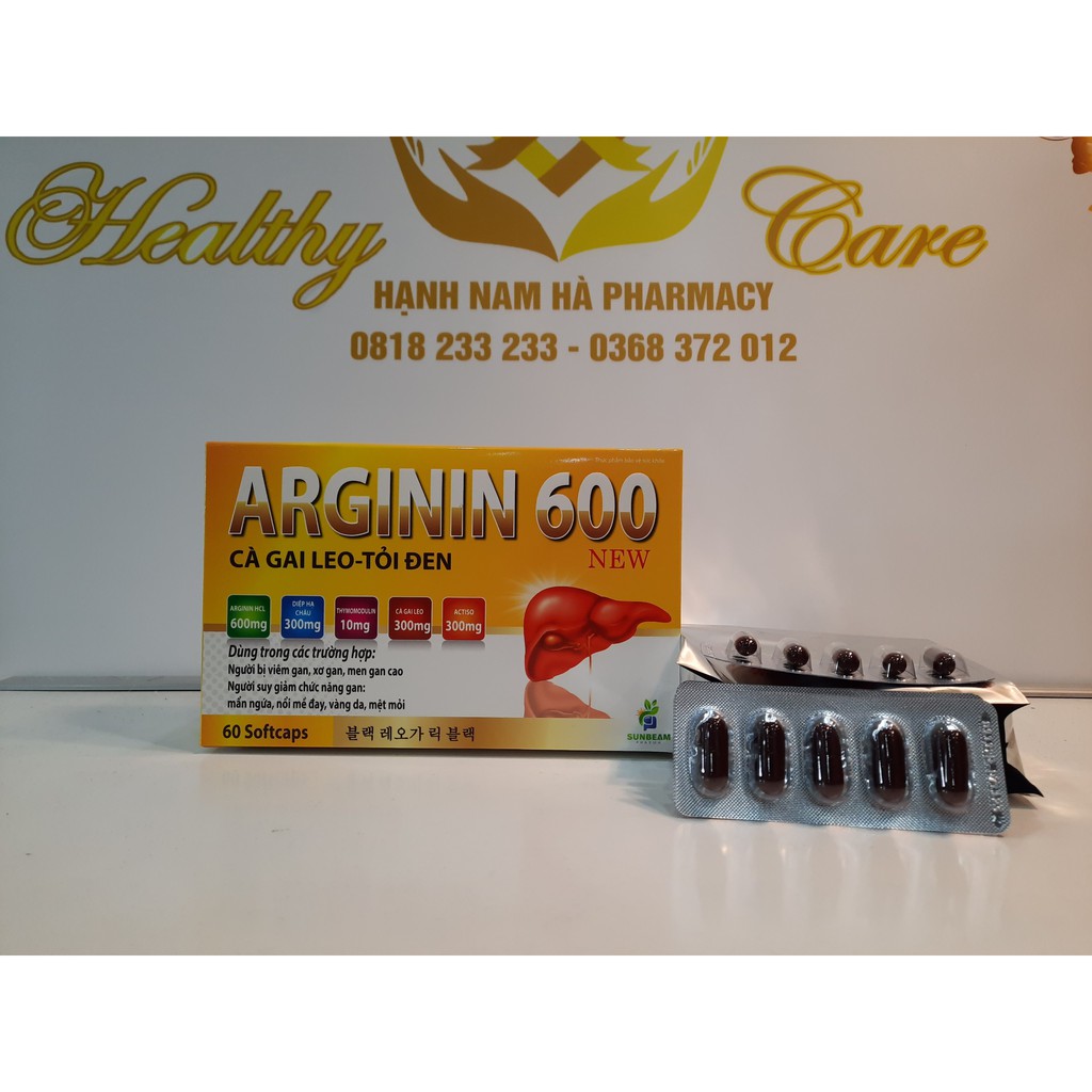 Viênuống ARGININ NEW 600- cà gai leo- tỏiđen- hỗtrợgiảiđộcgan, bảovệtếbàogan, tăngcườngchứcnănggan