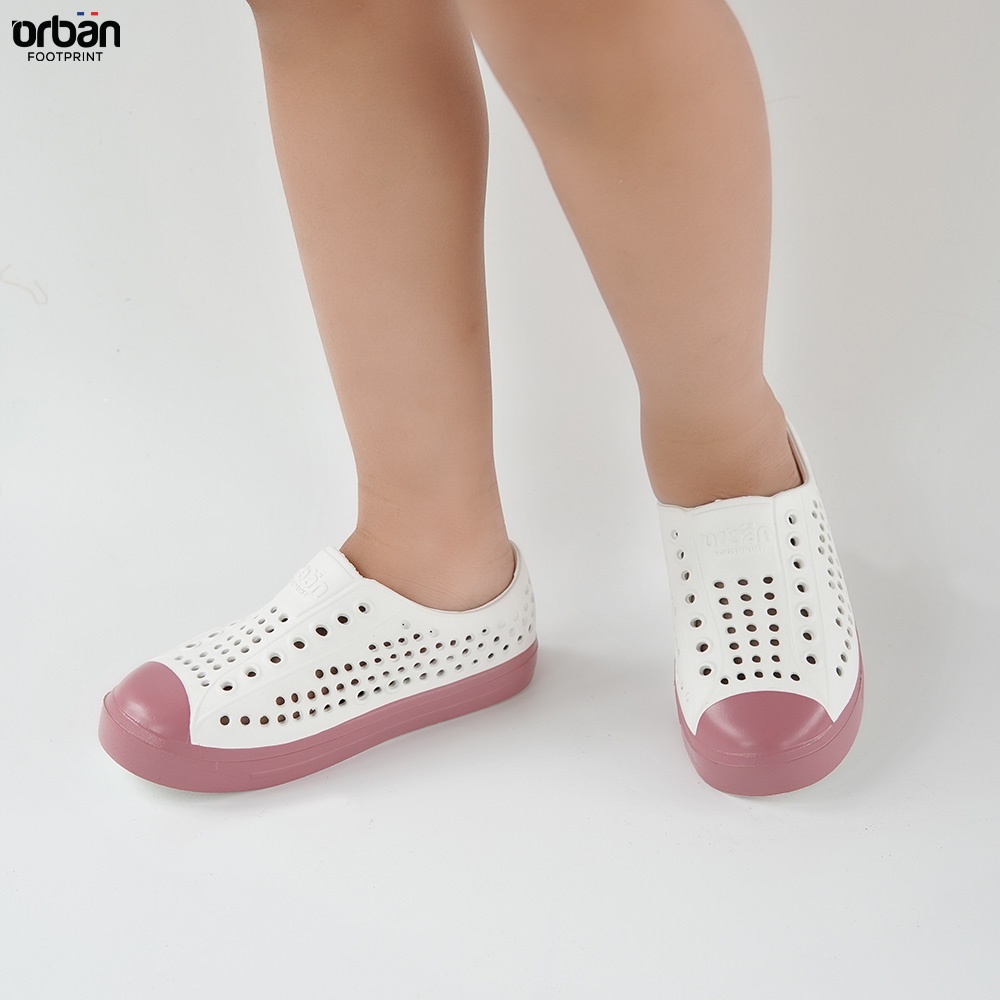 Giày Trẻ em Eva siêu nhẹ, siêu mềm dẻo Urban chống thấm nước trắng hồng (D2001 KID4)