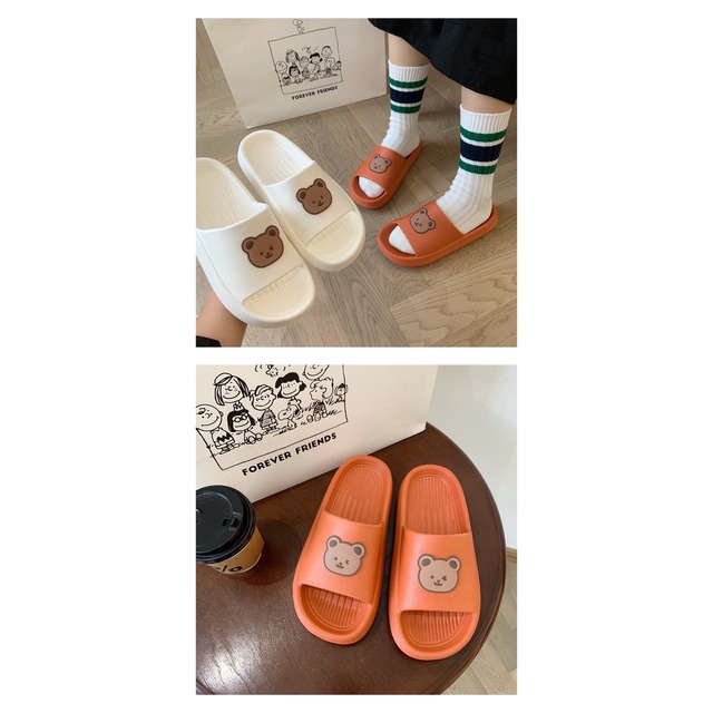 JY409-C7 GẤU TRÒN NHỎ Dép bánh mì gấu quai ngang đế  liền mềm mại giá rẻ sinh viên thời trang  dễ thương siêu hot