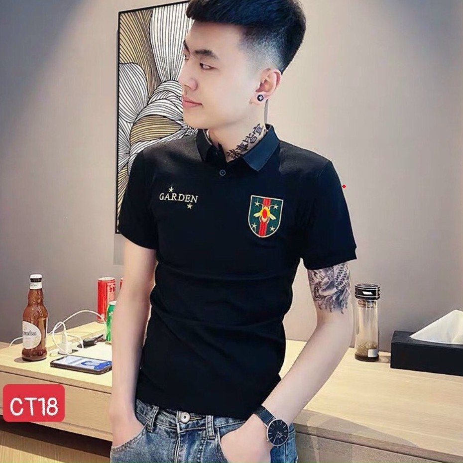 Áo thun nam tay ngắn có cổ màu đen- áo phông nam cổ bẻ chất coton co giãn nhiều mẫu PN ms29