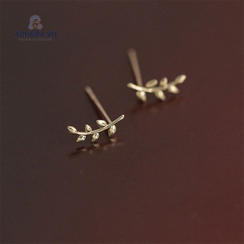 Bông Tai Mạ Bạc Hình Chiếc Lá Xinh Xắn Thời Trang Cho Nữ