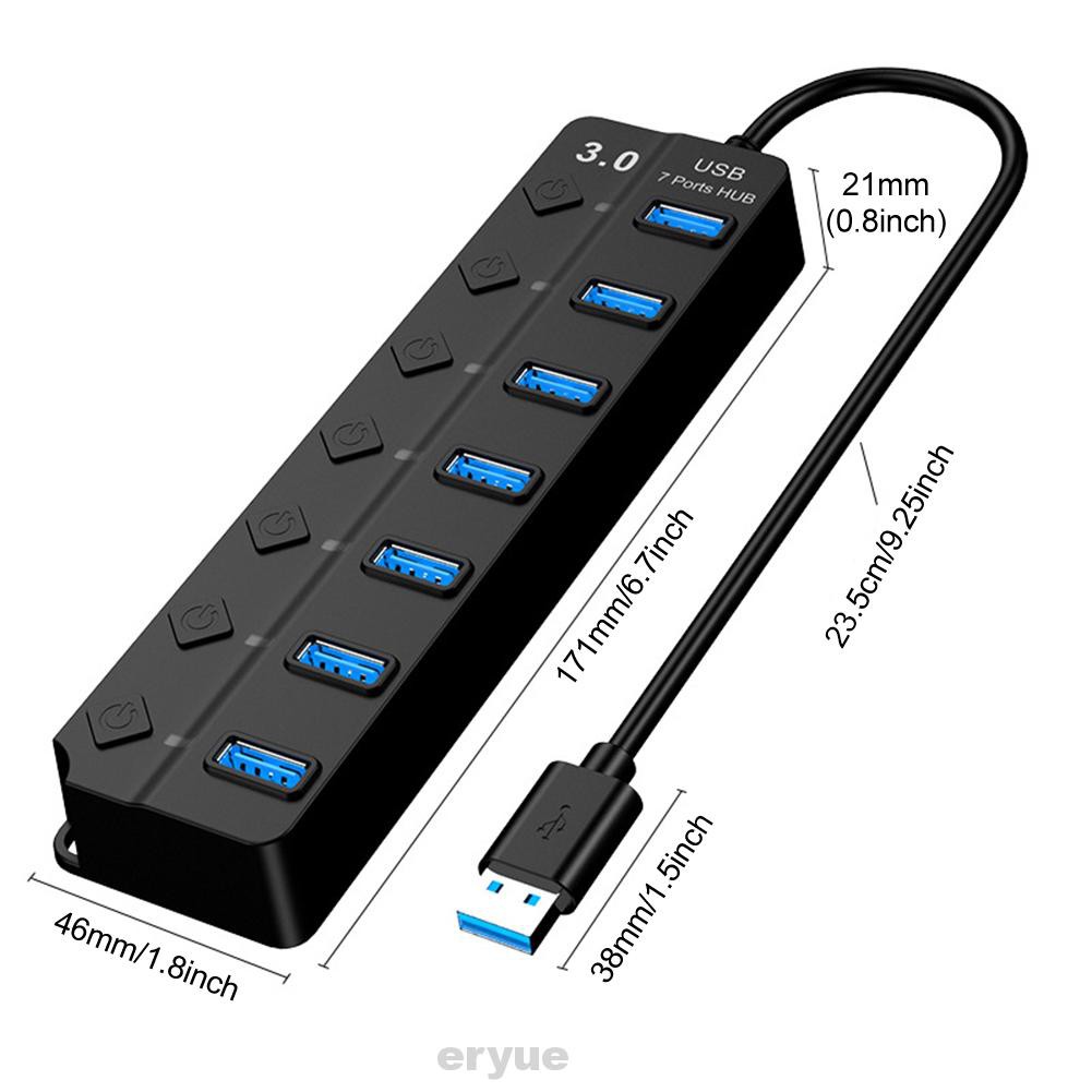 Portable Computer Accessories Expansion Home Office 7 Port With Individual Switch 5Gbps High Speed USB Hub 3.0 Splitter