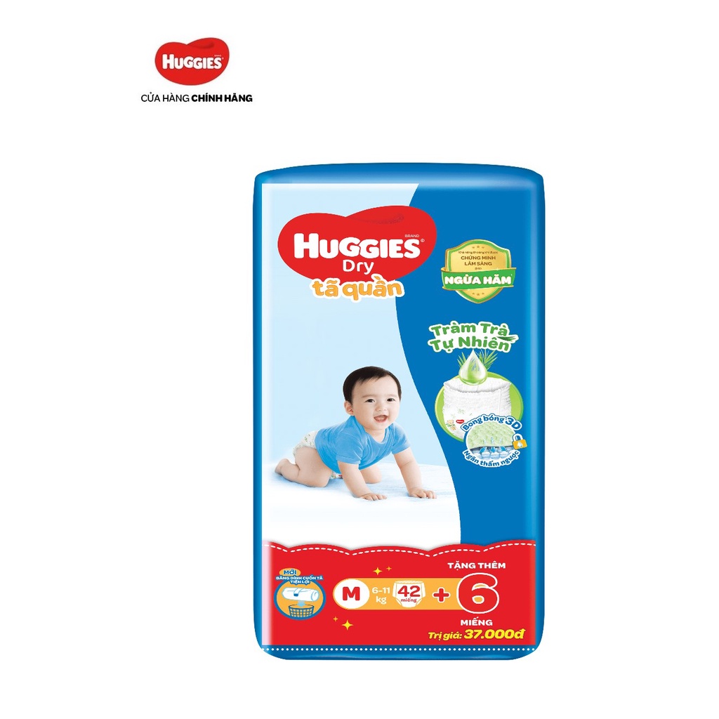 [MKB Gift] Tã quần Huggies Tràm Trà Tự Nhiên Dry Pants Jumbo M42 + Tặng 6 miếng