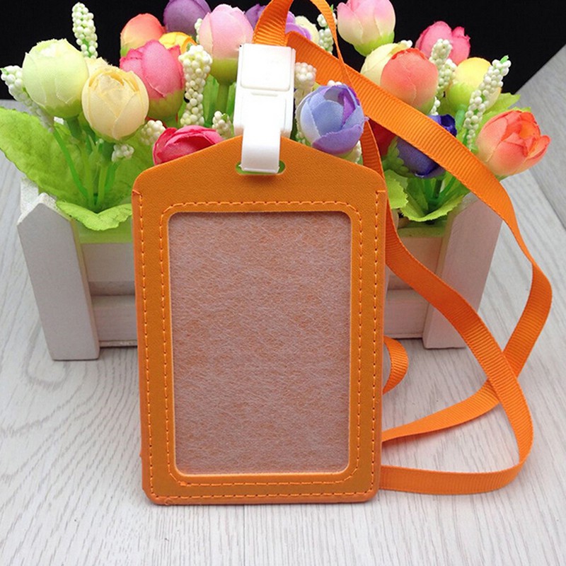 1 Túi Đựng Thẻ Id Bằng Da PU Kèm Vòng cổ Tiện Dụng