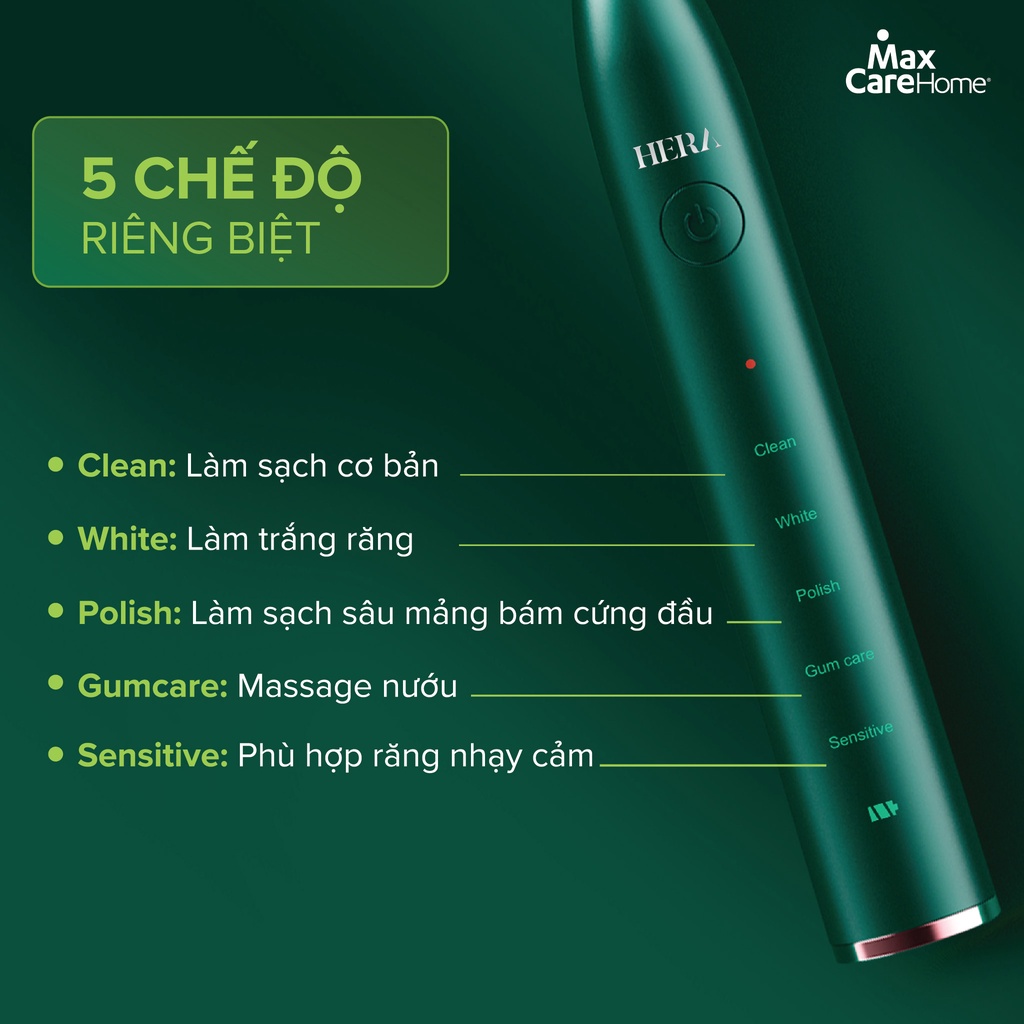 [COMBO GIẢM 1.290K] Combo 2 Bàn Chải Điện Khử Khuẩn Sấy Khô Maxcare Hera Whitening