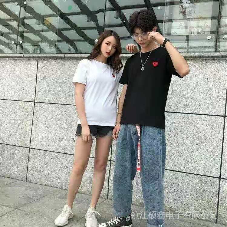 Áo Thun Cotton Ngắn Tay Thêu Hình Trái Tim Thời Trang Cho Gia Đình