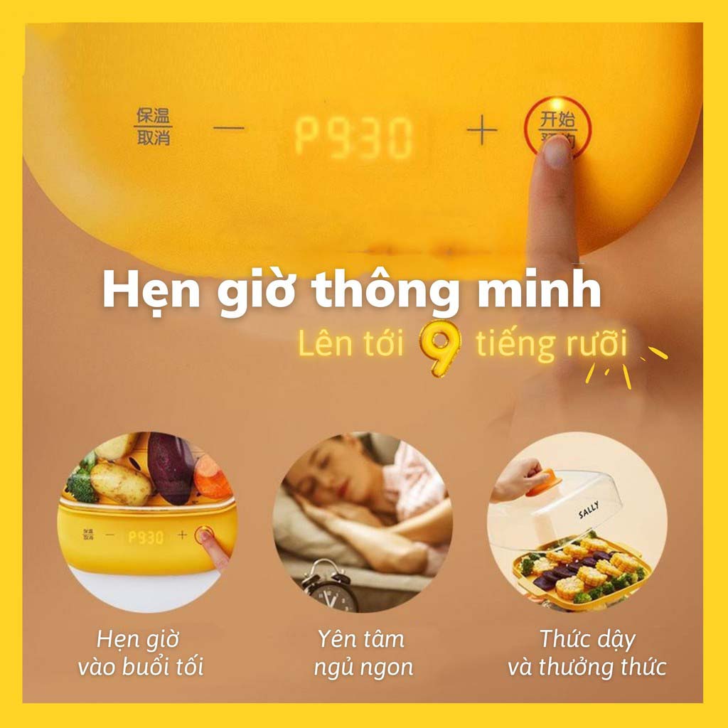 Nồi Hấp Đồ Ăn Máy Điện Joyoung Lồng 2 Tầng Mini Cao Cấp Đa Năng Trắng Size Lớn Vịt Sally Vàng Cho Bé Ăn Dặm Làm Bánh Bao