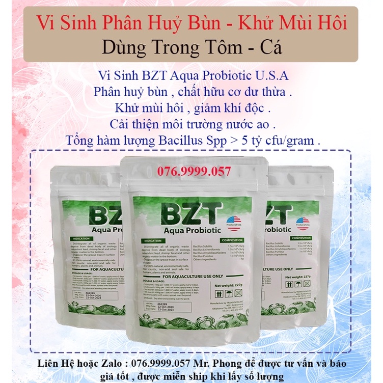 vi sinh phân huỷ bùn - khử mùi hôi ao nuôi tôm , cá # Vi sinh bzt xanh 227gram