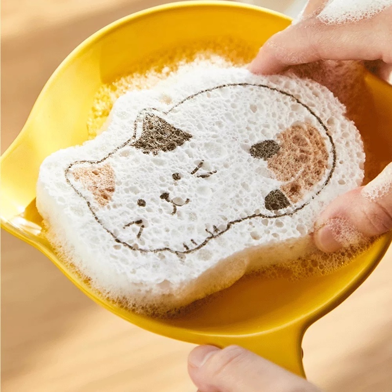 Miếng rửa chén cotton bột gỗ dạng nén đa năng tiện dụng cho nhà bếp / phòng tắm