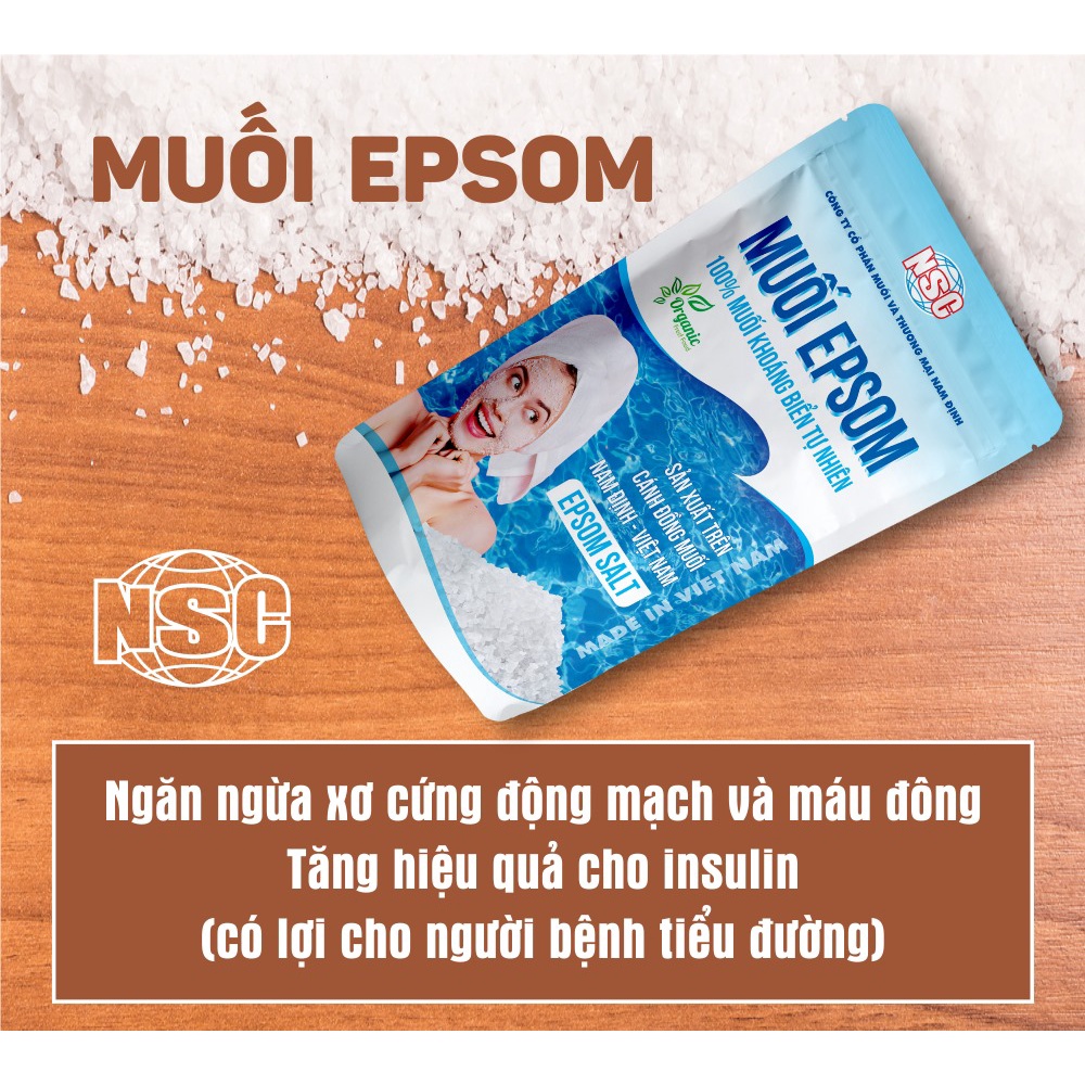 Bộ Muối tắm Epsom và Bông tắm Xơ mướp chăm sóc da tẩy tế bào chết Healthy247