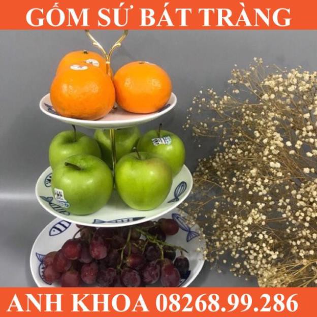 Đĩa tầng đựng hoa, quả, bánh sinh nhật Bát Tràng - Gốm sứ Bát Tràng Anh Khoa