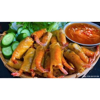 Chả Ram Tôm Đất (Đặc sản Bình Định) - Size trung (28-30 cuốn/ 1 hộp) - Ship Hỏa tốc