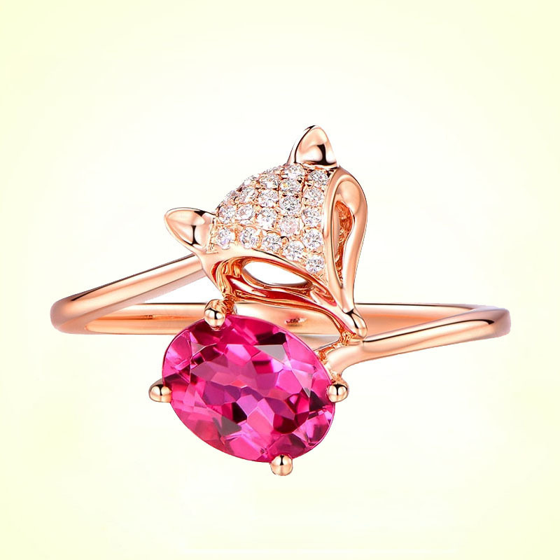 Nhẫn mạ vàng hồng đính đá ruby sang trọng cho nữ