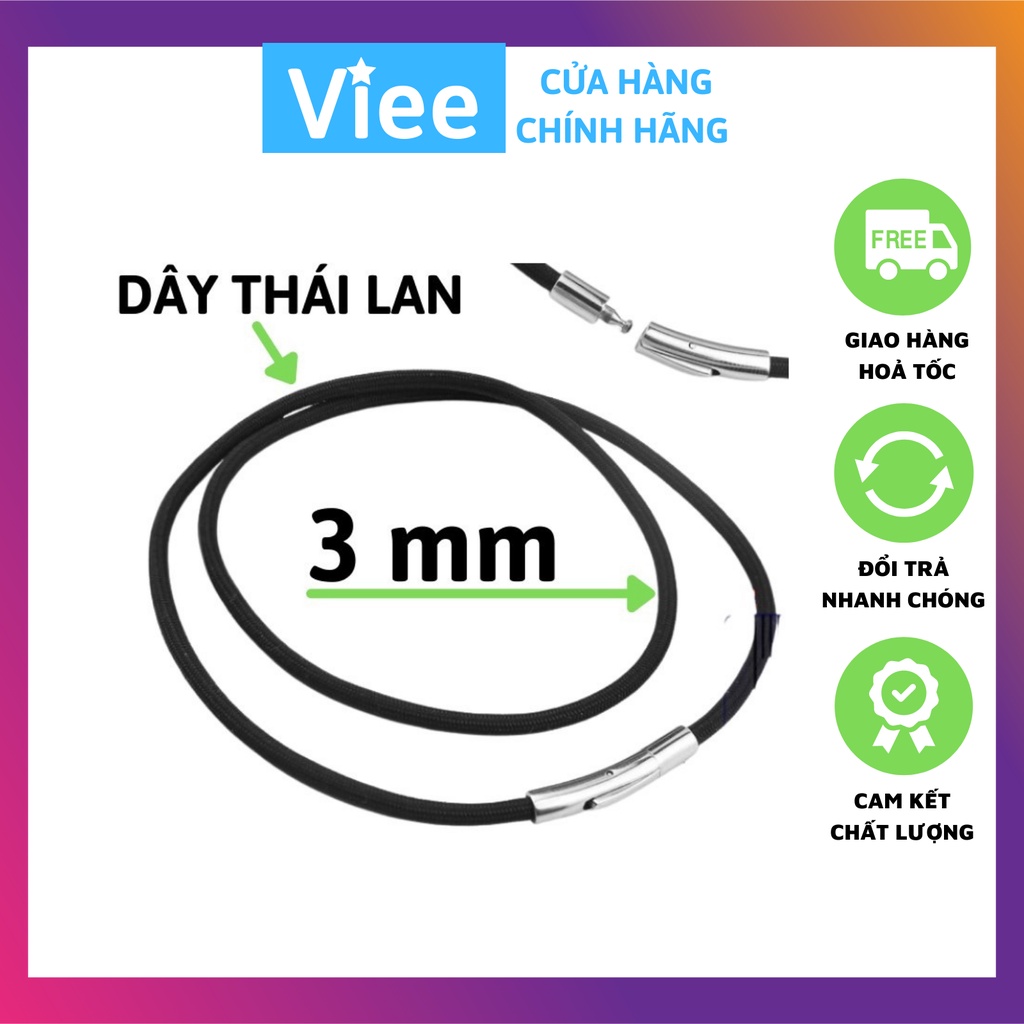 Dây chuyền vải khoá inox nam cao cấp không đen 3mm Thái Lan